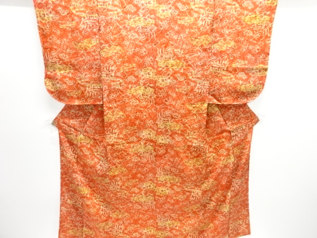 JAPANESE KIMONO / ANTIQUE KIMONO / TAISHO ROMAN STYLE / SILK / MON KINSHA / HOUSES & FLORAL PLANTS